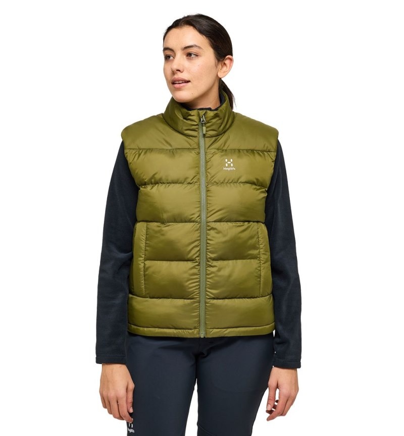 Women\'s Haglöfs Puffy Mimic Vest Insulated Jackets Olive Green Canada | YL08-447