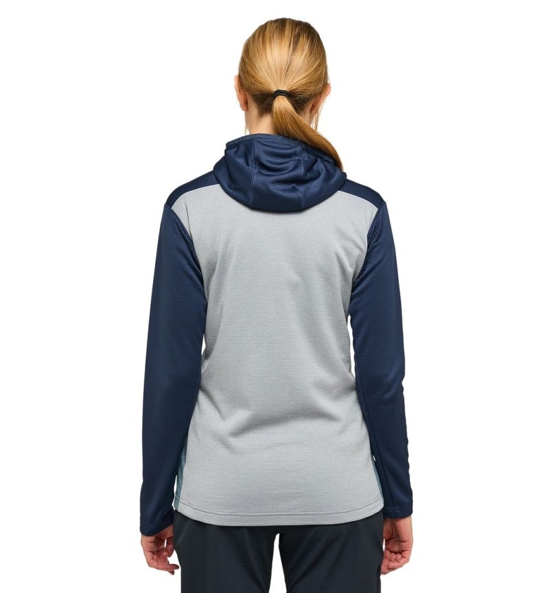 Women's Haglöfs ROC Flash Mid Hood Fleece Jackets Blue / Concrete Canada | PH92-000