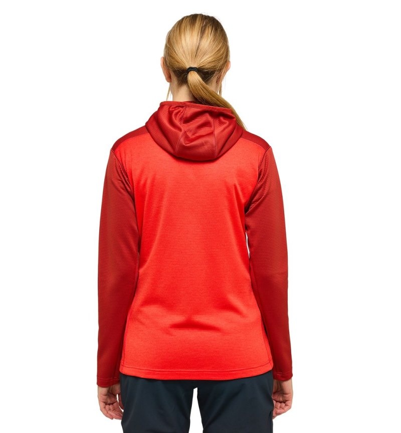 Women's Haglöfs ROC Flash Mid Hood Fleece Jackets Corrosion / Red Canada | IP47-681