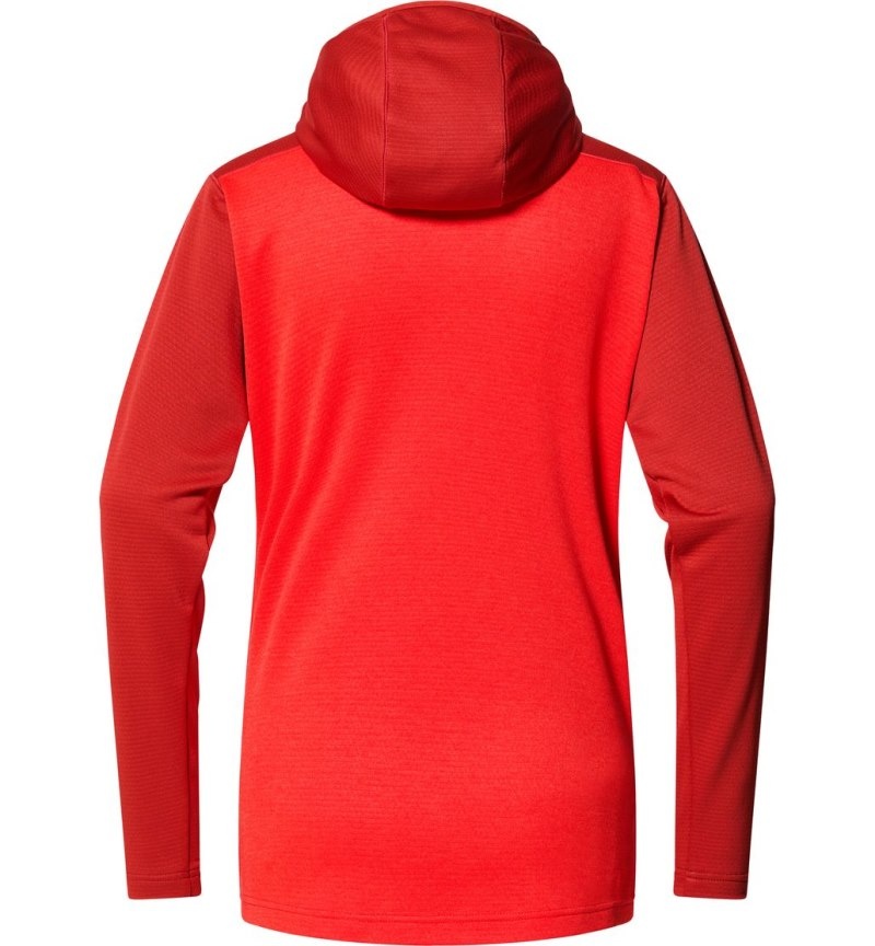 Women's Haglöfs ROC Flash Mid Hood Fleece Jackets Corrosion / Red Canada | IP47-681