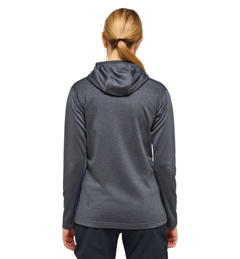 Women's Haglöfs ROC Flash Mid Hood Fleece Jackets Magnetite Canada | MM92-819