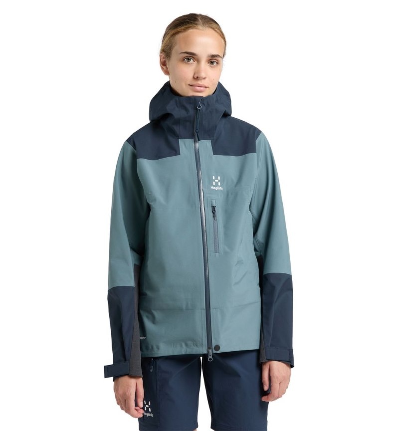 Women\'s Haglöfs ROC Sloper Proof Jacket Windbreaker Blue / Blue Canada | IL51-888