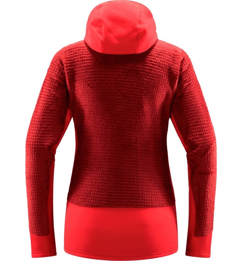 Women's Haglöfs ROC Spitz Mid Hood Fleece Jackets Corrosion / Red Canada | ZF70-495