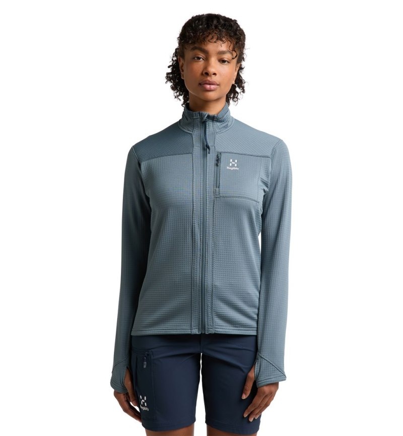 Women's Haglöfs ROC Spitz Mid Jacket Fleece Jackets Blue Canada | LU05-496