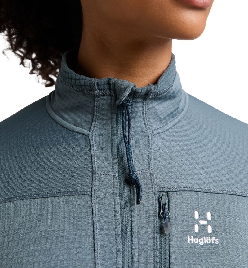 Women's Haglöfs ROC Spitz Mid Jacket Fleece Jackets Blue Canada | LU05-496