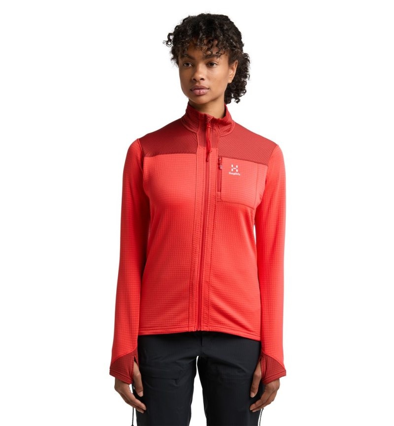 Women's Haglöfs ROC Spitz Mid Jacket Fleece Jackets Red / Corrosion Canada | RN62-178