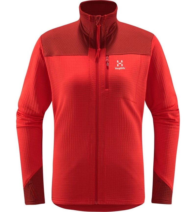 Women's Haglöfs ROC Spitz Mid Jacket Fleece Jackets Red / Corrosion Canada | RN62-178