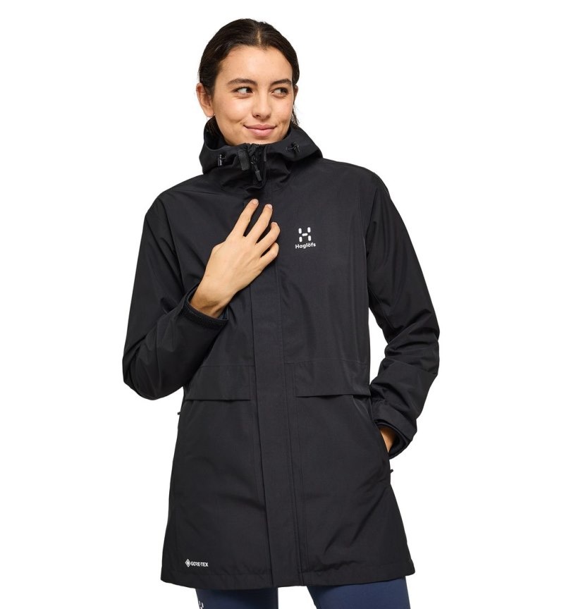 Women's Haglöfs Reed GTX Parka Windbreaker Black Canada | EC00-566