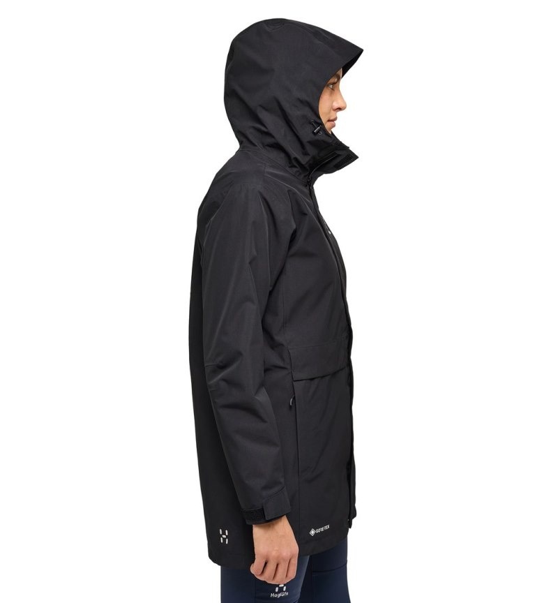 Women's Haglöfs Reed GTX Parka Windbreaker Black Canada | EC00-566