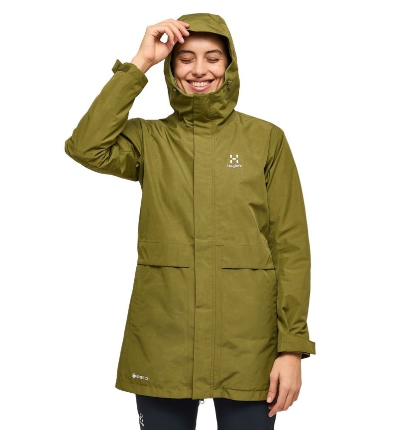 Women's Haglöfs Reed GTX Parka Windbreaker Olive Green Canada | IW15-256