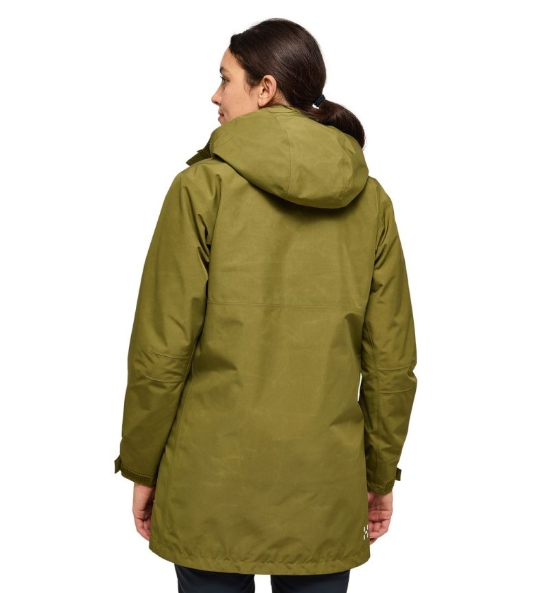 Women's Haglöfs Reed GTX Parka Windbreaker Olive Green Canada | IW15-256