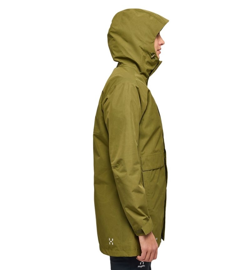 Women's Haglöfs Reed GTX Parka Windbreaker Olive Green Canada | IW15-256