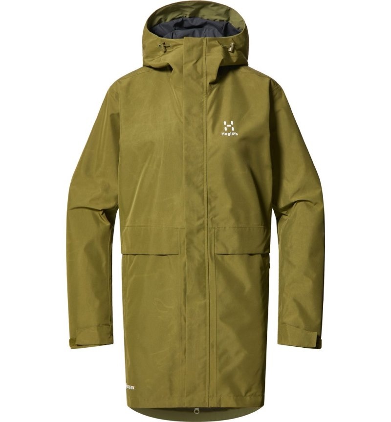 Women's Haglöfs Reed GTX Parka Windbreaker Olive Green Canada | IW15-256