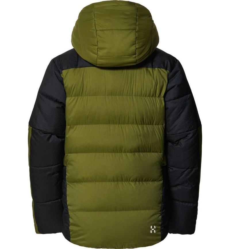 Women's Haglöfs Riksgränsen Down 850 Hood Insulated Jackets Olive Green / Black Canada | JO26-153