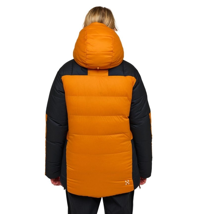 Women's Haglöfs Riksgränsen Down 850 Hood Insulated Jackets Yellow / Black Canada | WA01-987