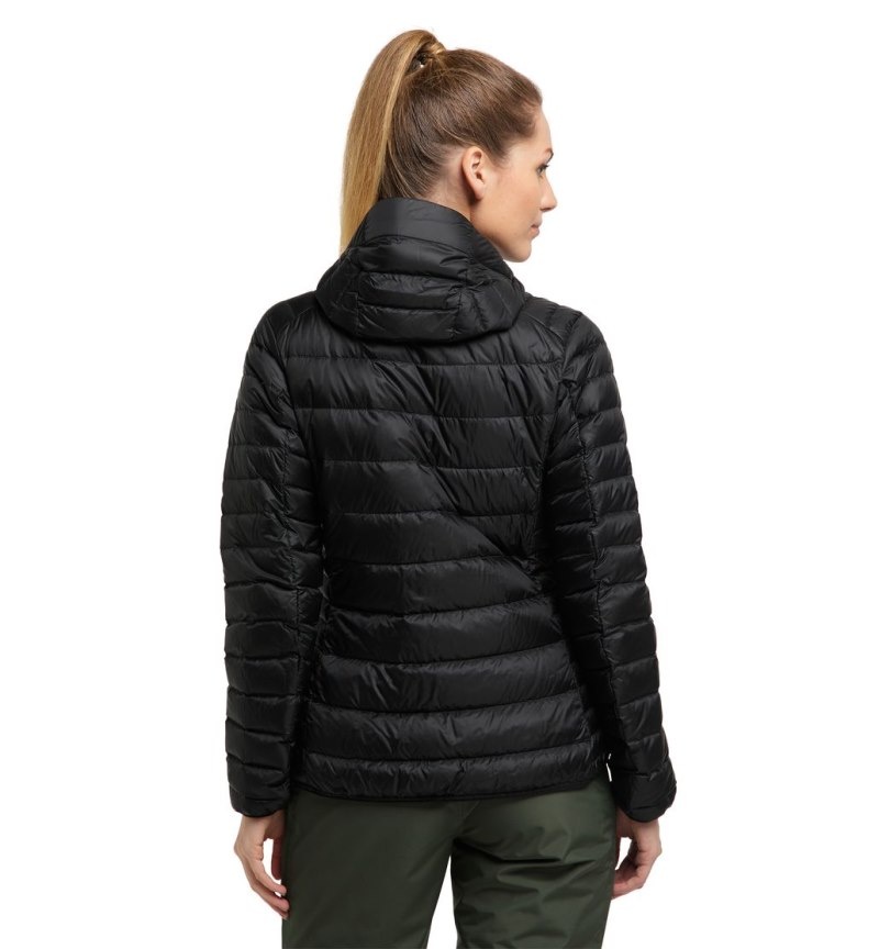 Women's Haglöfs Roc Down Hood Insulated Jackets Black Canada | MK33-868