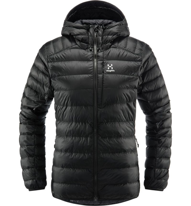 Women's Haglöfs Roc Down Hood Insulated Jackets Black Canada | MK33-868