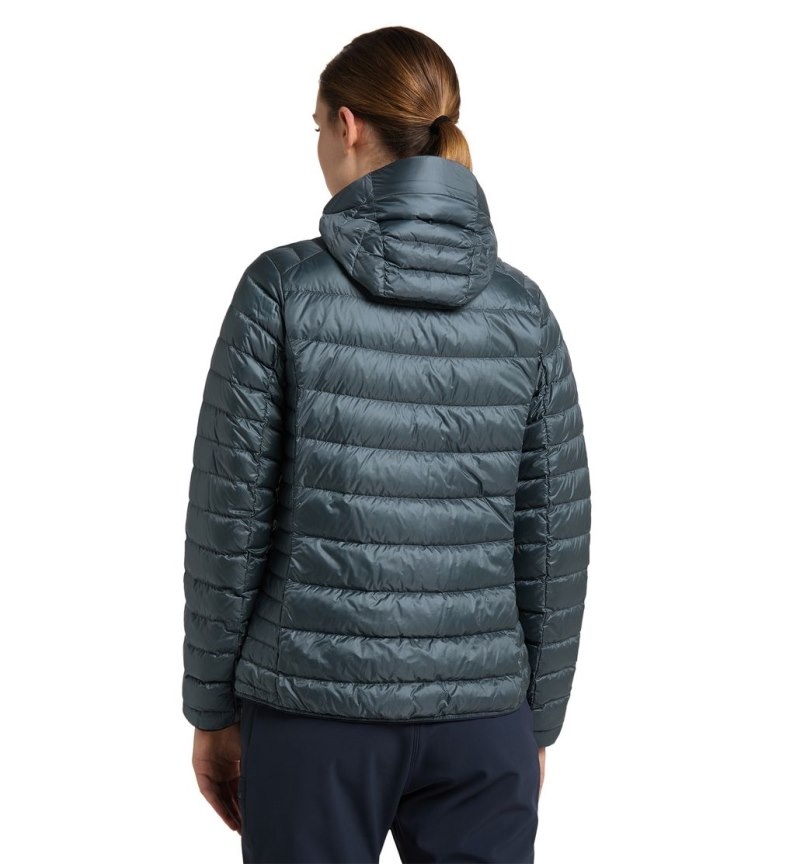 Women's Haglöfs Roc Down Hood Insulated Jackets Blue Canada | OZ50-082