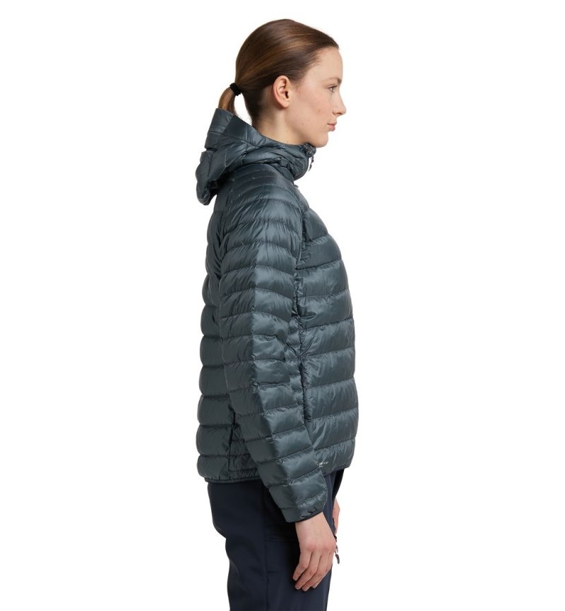 Women's Haglöfs Roc Down Hood Insulated Jackets Blue Canada | OZ50-082