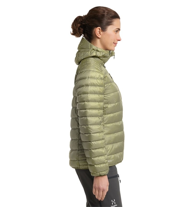 Women's Haglöfs Roc Down Hood Insulated Jackets Green Canada | NM38-403