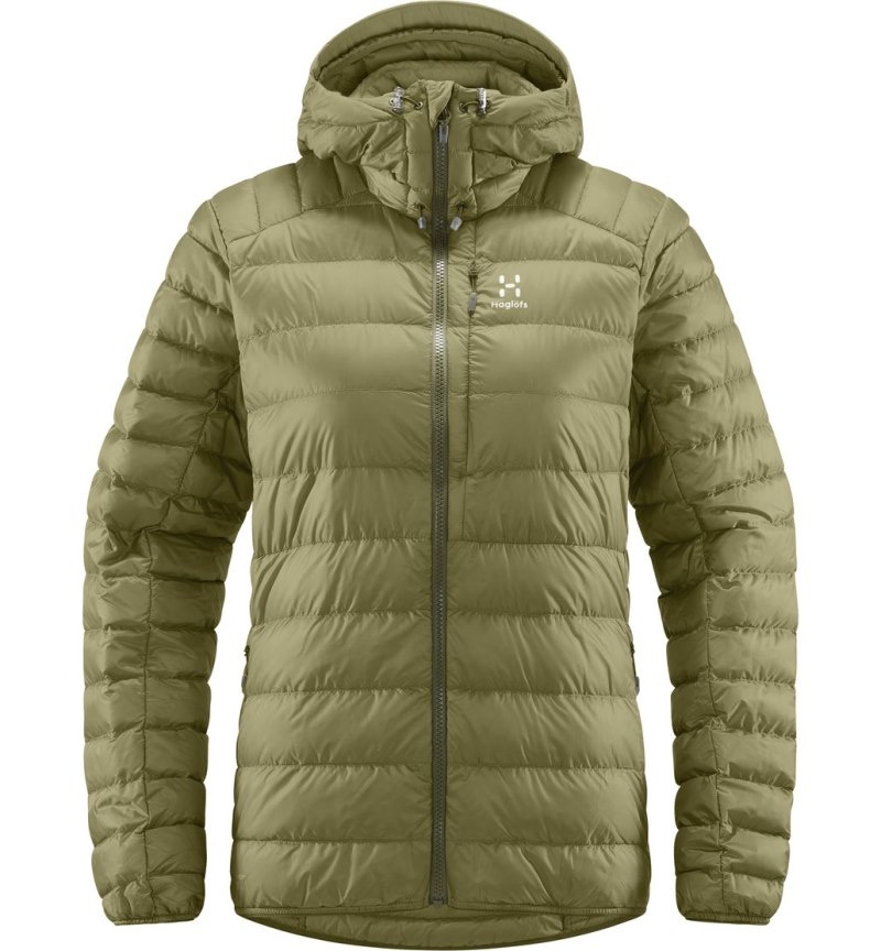 Women's Haglöfs Roc Down Hood Insulated Jackets Green Canada | NM38-403