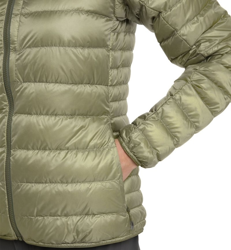 Women's Haglöfs Roc Down Hood Insulated Jackets Green Canada | NM38-403