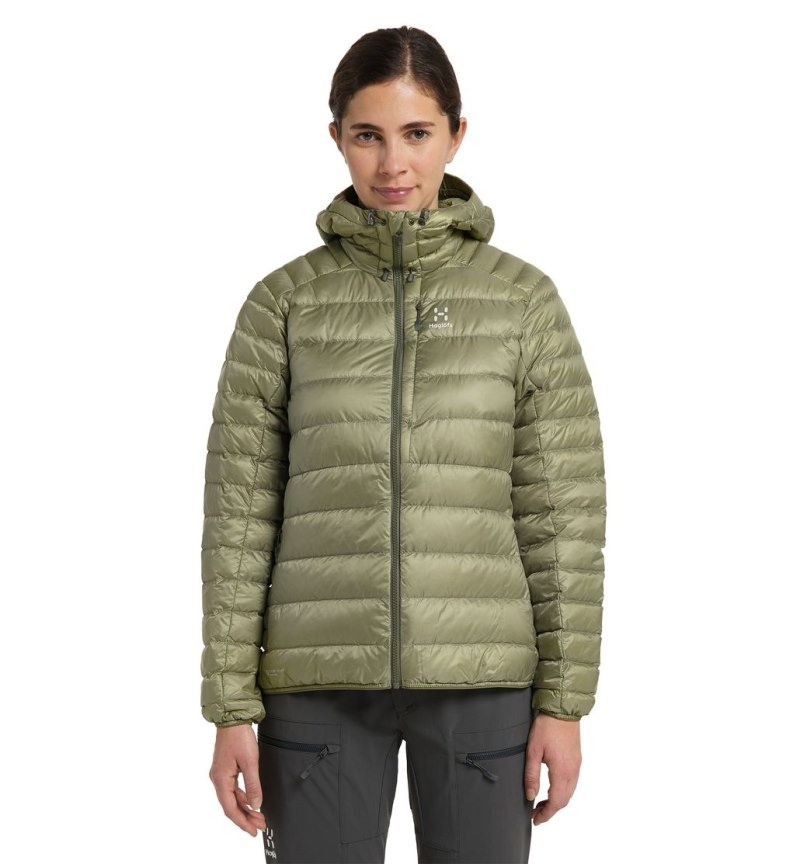 Women\'s Haglöfs Roc Down Hood Insulated Jackets Green Canada | NM38-403