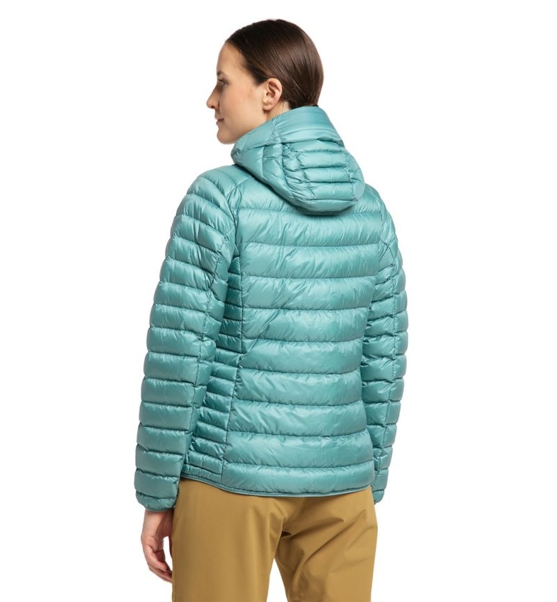 Women's Haglöfs Roc Down Hood Insulated Jackets Green Blue Canada | EY30-921