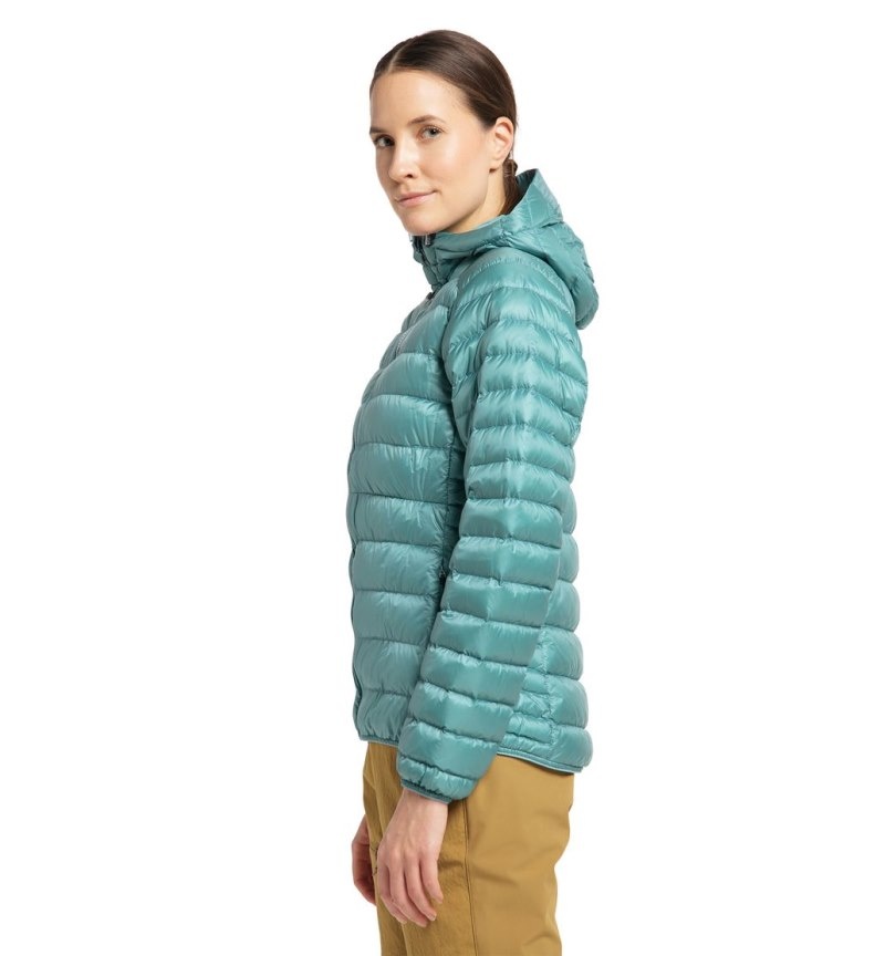 Women's Haglöfs Roc Down Hood Insulated Jackets Green Blue Canada | EY30-921