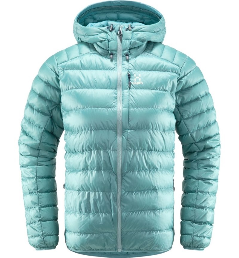 Women's Haglöfs Roc Down Hood Insulated Jackets Green Blue Canada | EY30-921