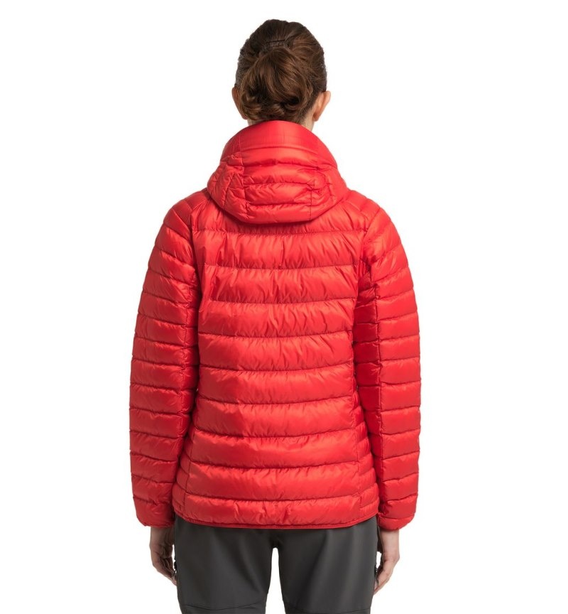 Women's Haglöfs Roc Down Hood Insulated Jackets Red Canada | IK46-691