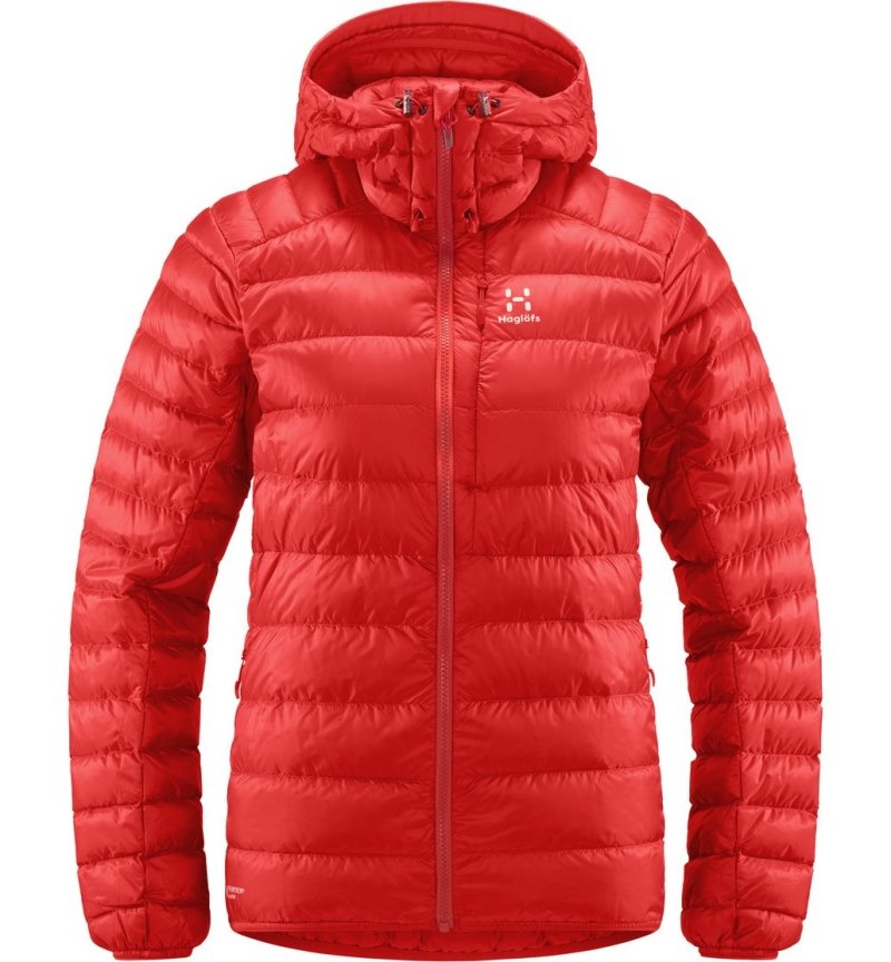 Women's Haglöfs Roc Down Hood Insulated Jackets Red Canada | IK46-691