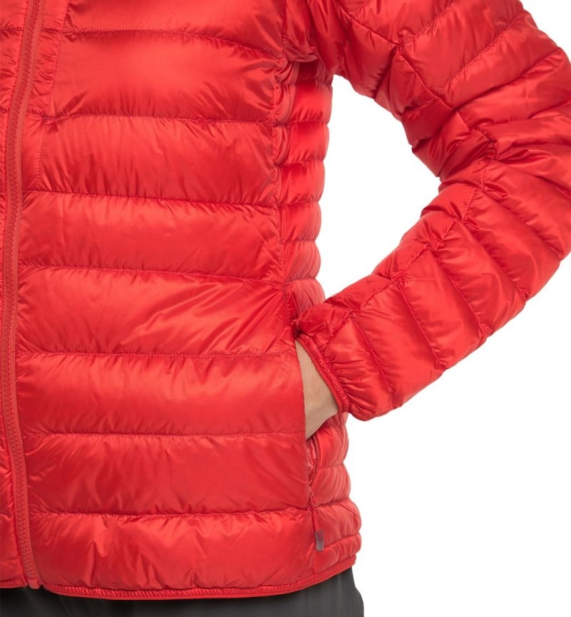 Women's Haglöfs Roc Down Hood Insulated Jackets Red Canada | IK46-691