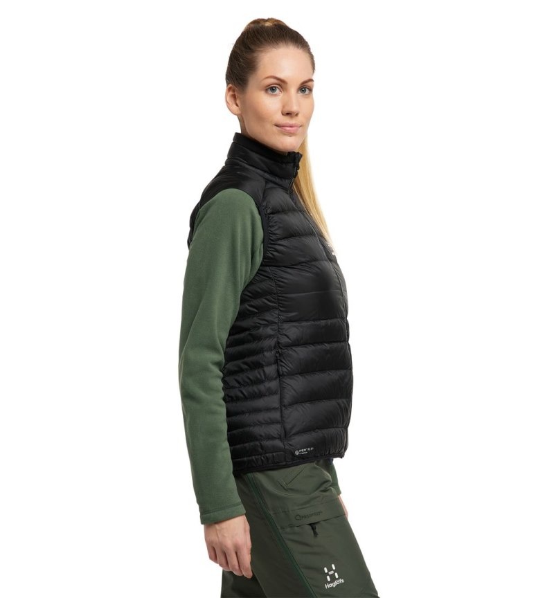 Women's Haglöfs Roc Down Vest Insulated Jackets Black Canada | XB19-859