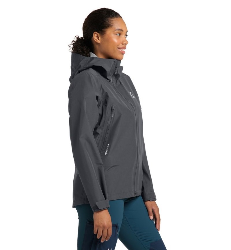 Women's Haglöfs Roc GTX Jacket Windbreaker Magnetite Canada | JJ39-358