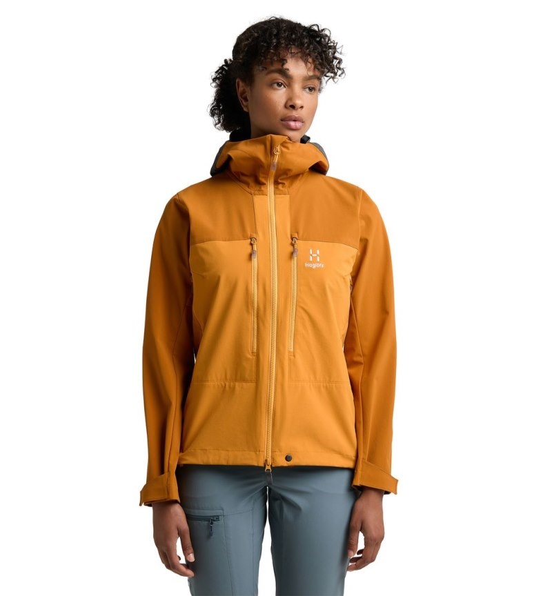 Women's Haglöfs Roc Sight Softshell Jacket Windbreaker Yellow / Golden Brown Canada | RJ20-649