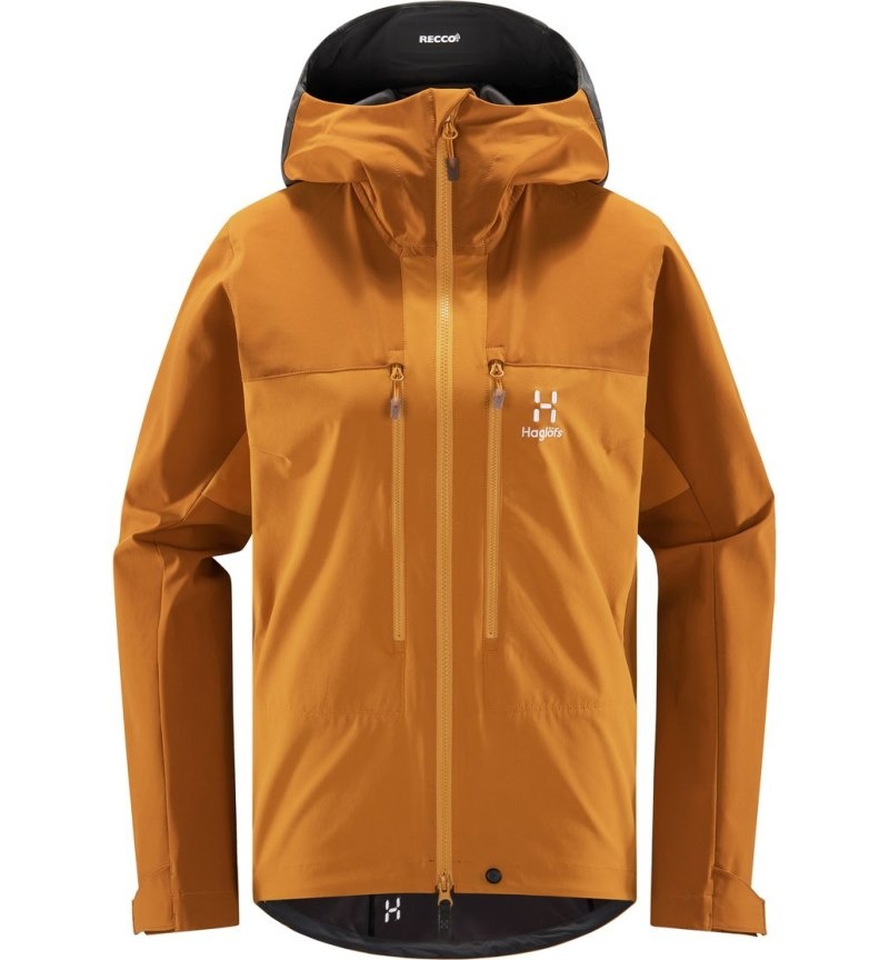 Women's Haglöfs Roc Sight Softshell Jacket Windbreaker Yellow / Golden Brown Canada | RJ20-649