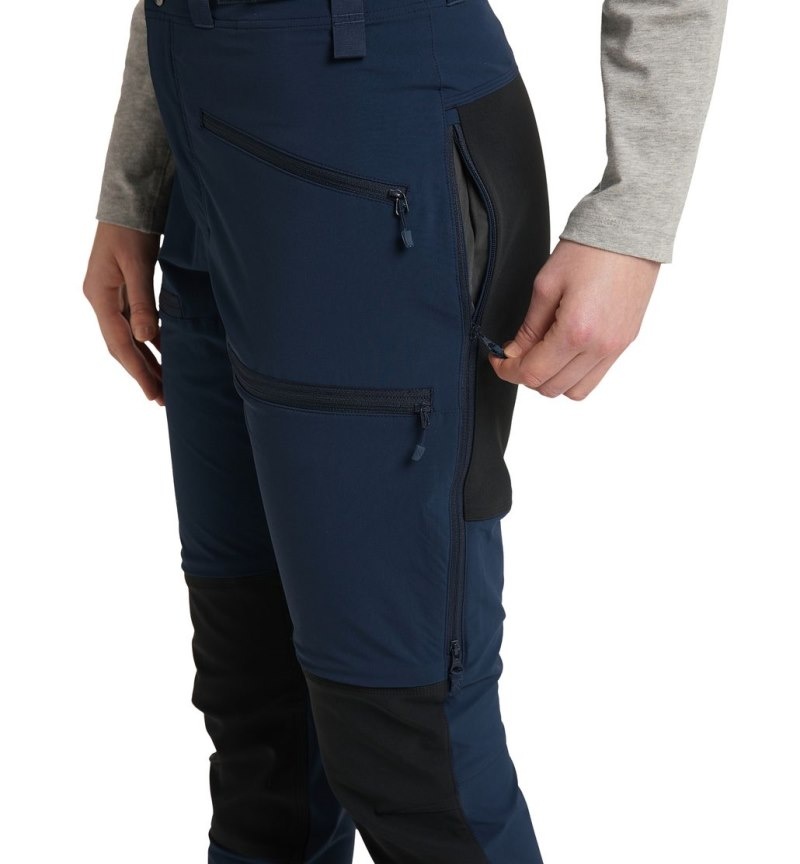 Women's Haglöfs Rugged Slim Pant Hiking Trousers Blue / Black Canada | FK46-789