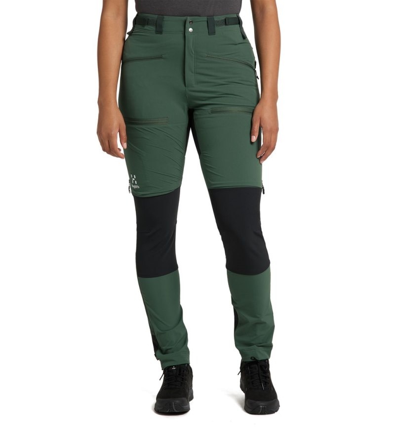 Women\'s Haglöfs Rugged Slim Pant Hiking Trousers Green / Black Canada | WR45-223