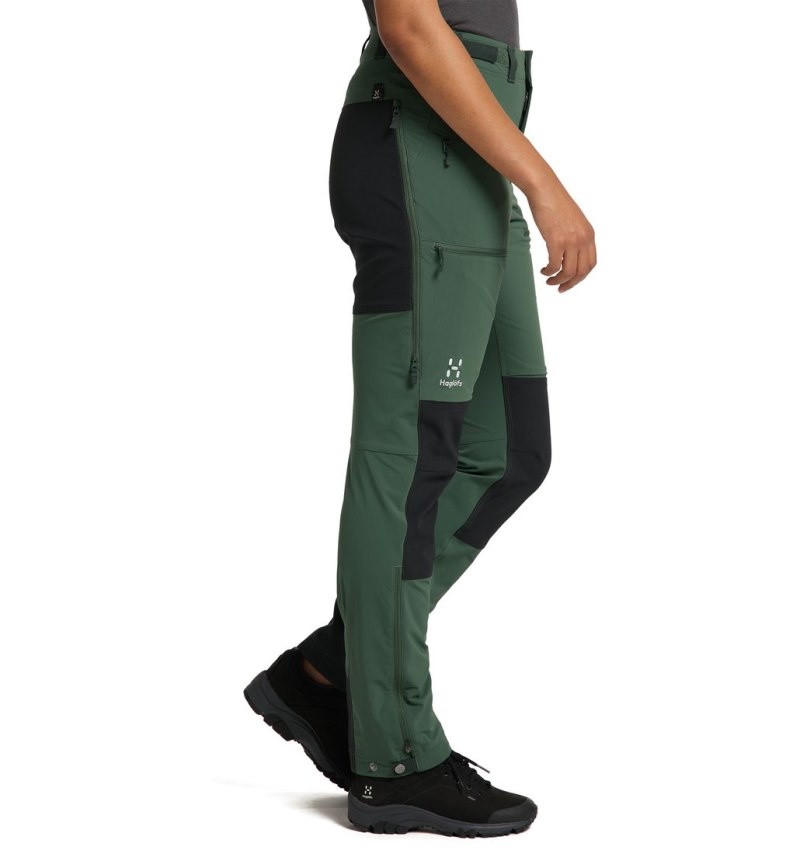 Women's Haglöfs Rugged Standard Pant Hiking Trousers Green / Black Canada | ZR02-871