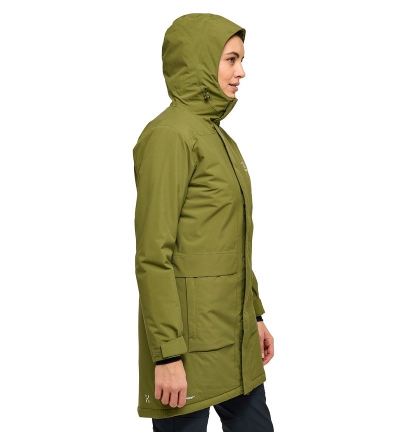 Women's Haglöfs Salix Proof Mimic Parka Insulated Jackets Olive Green Canada | CN83-263