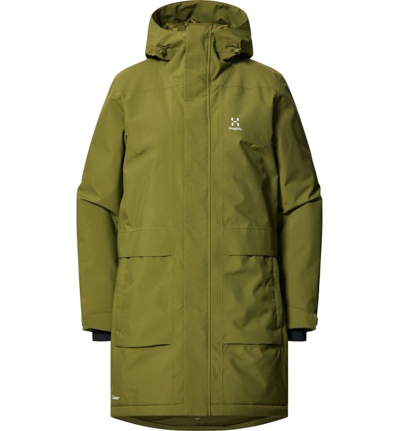 Women's Haglöfs Salix Proof Mimic Parka Insulated Jackets Olive Green Canada | CN83-263