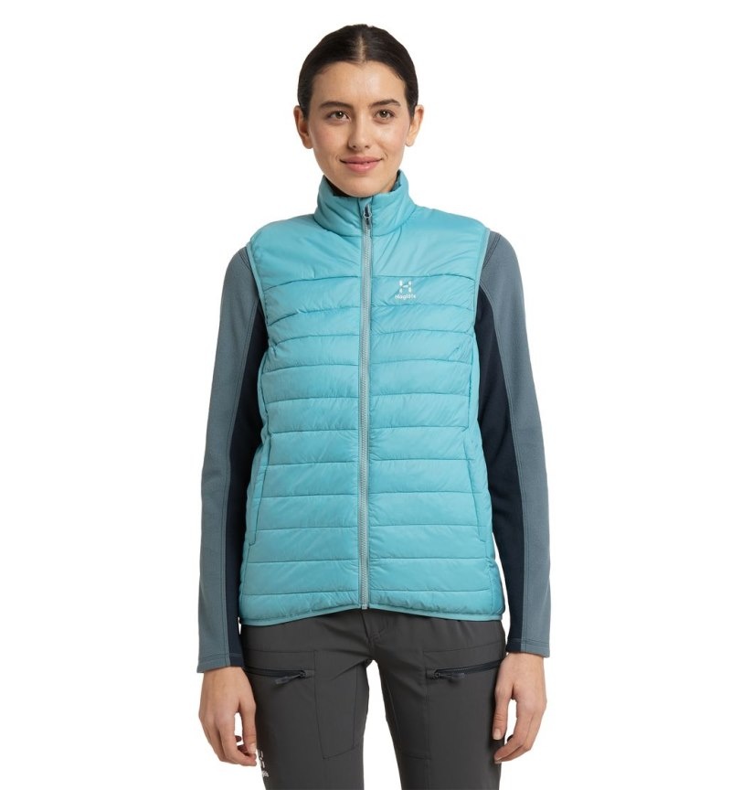 Women\'s Haglöfs Spire Mimic Vest Insulated Jackets Green Blue Canada | IT84-828