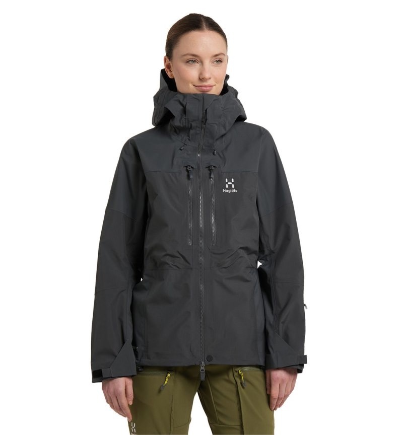 Women\'s Haglöfs Spitz GTX Pro Jacket Windbreaker Magnetite Canada | QT39-106