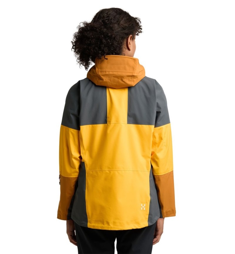 Women's Haglöfs Spitz GTX Pro Jacket Windbreaker Yellow / Magnetite Canada | UT02-931