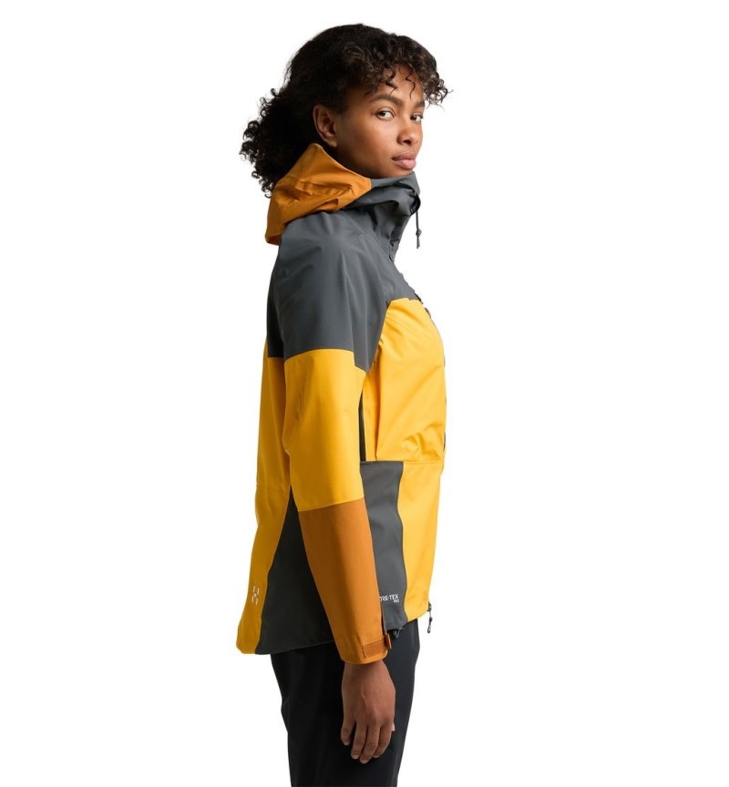 Women's Haglöfs Spitz GTX Pro Jacket Windbreaker Yellow / Magnetite Canada | UT02-931