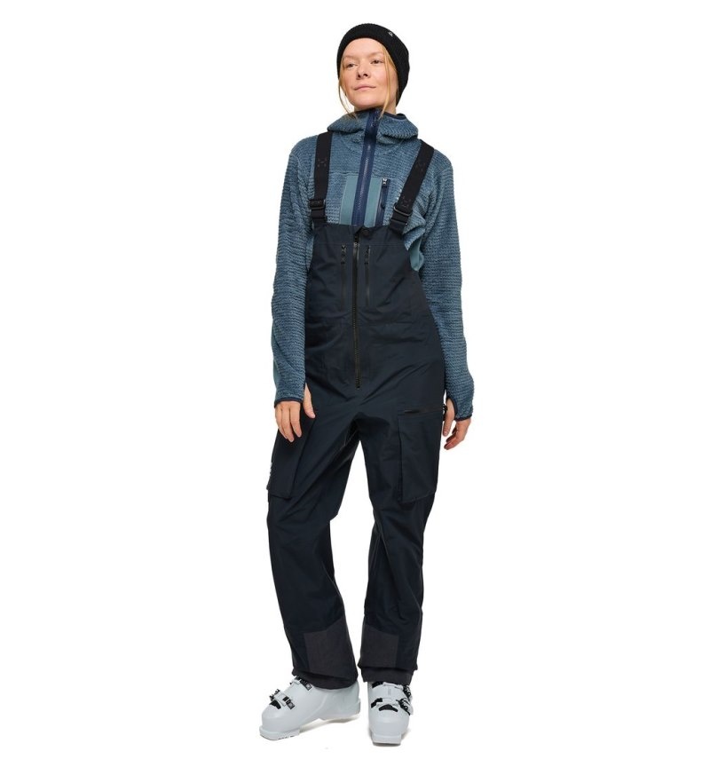 Women's Haglöfs Vassi GTX Pro Bib Waterproof Trousers Black Canada | YC85-197