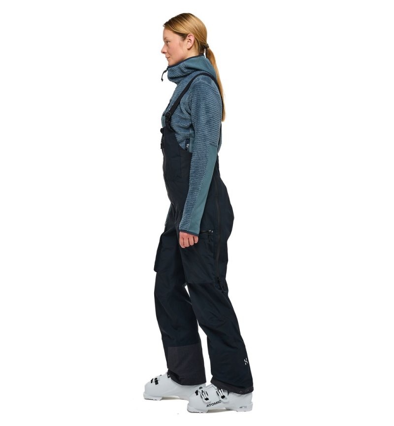 Women's Haglöfs Vassi GTX Pro Bib Waterproof Trousers Black Canada | YC85-197