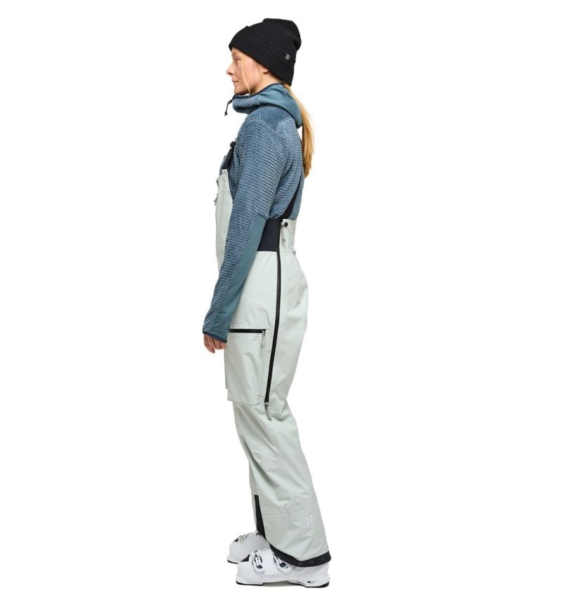 Women's Haglöfs Vassi GTX Pro Bib Waterproof Trousers Grey Canada | AM48-674