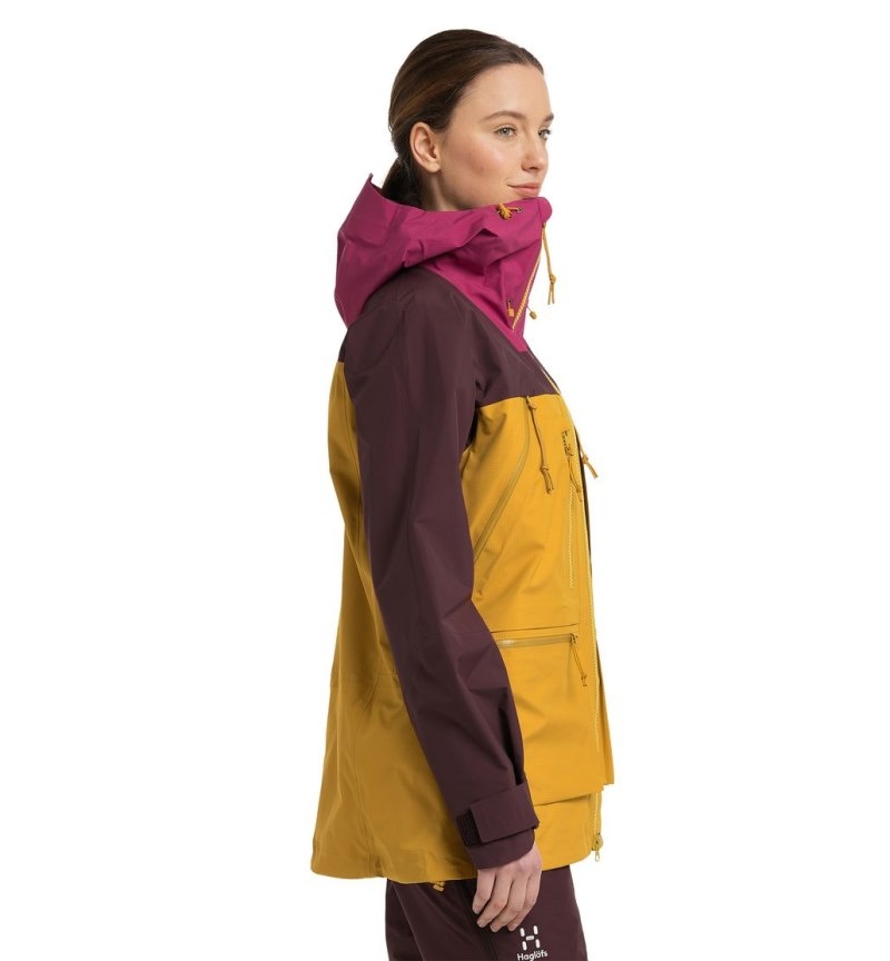 Women's Haglöfs Vassi GTX Pro Jacket Windbreaker Autumn Leaves / Burgundy Brown Canada | YC36-004